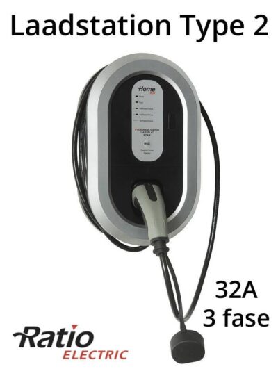 EV Home Box Laadstation type 2, 3 fase 32A met rechte laadkabel