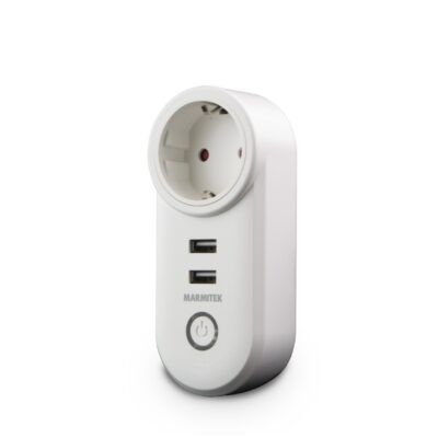 Marmitek POWER SI – Smart Wi-Fi power plug – 15A | 2 USB | on/off manual & automatic | energy meter | G plug Schakelaar Wit