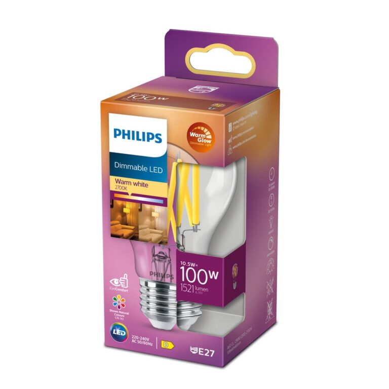 Philips LED lamp E27 100W 1521Lm A60 filament dimbaar Transparant