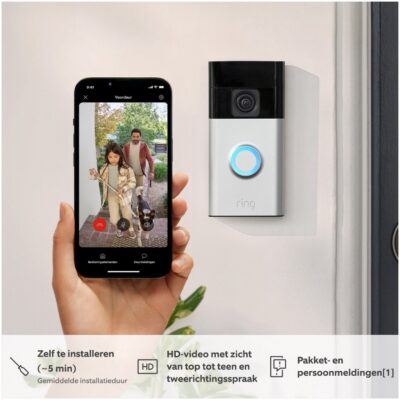 Ring Battery Video Doorbell + Chime MTK - Satin Nickel - EU Slimme deurbel