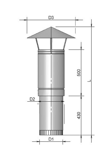 Burgerhout Ventilatie Dakdoorv + Kap 400 Zwart